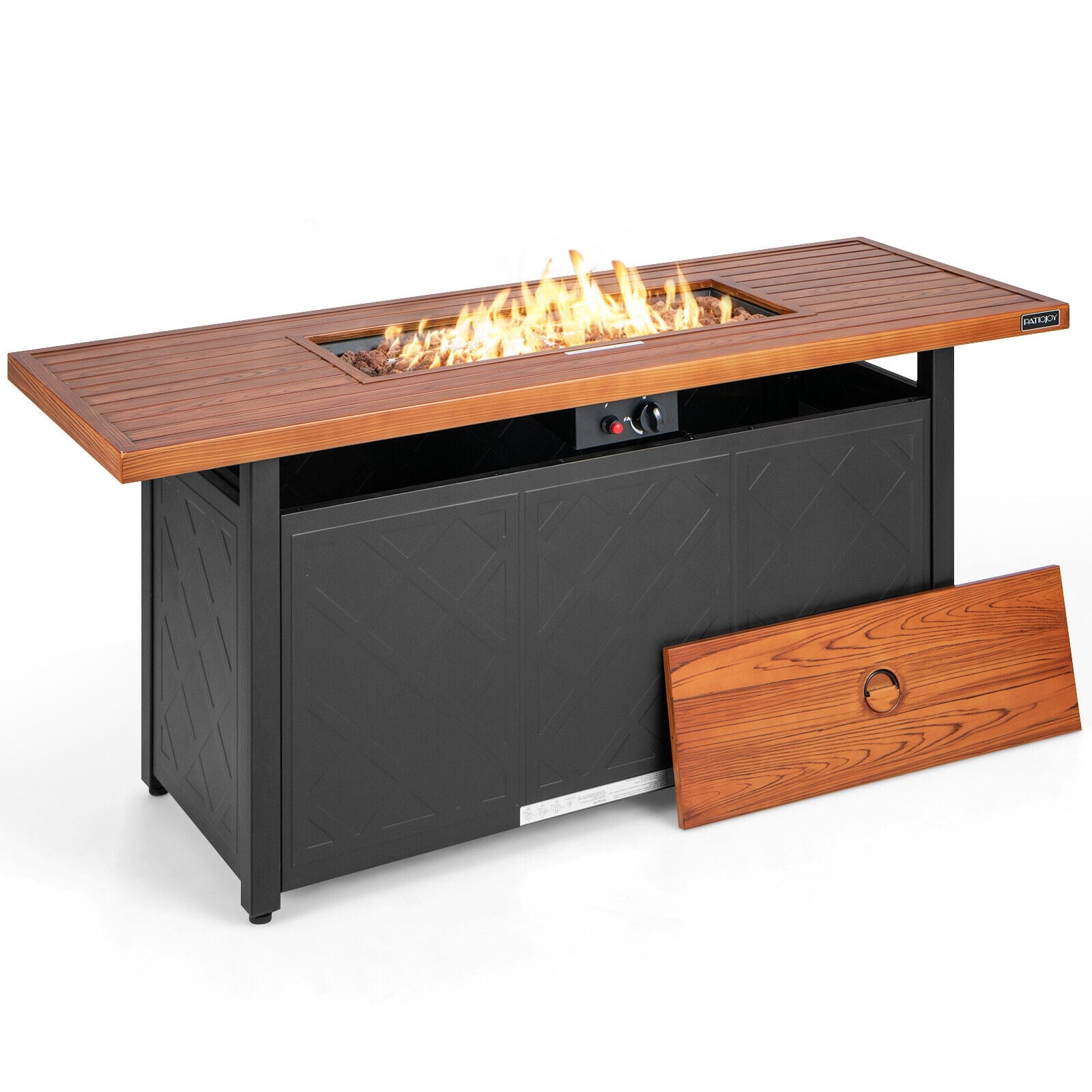Table Foyer Extérieur Rectangulaire au Propane 57 Pouces 50 000 BTU - Marron