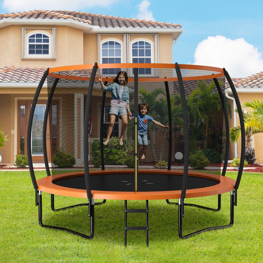 Trampoline de loisir 12 pieds avec échelle, homologué ASTM - Orange