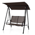 Balancelle d'extérieur 2 places avec auvent, assise en tissu confortable et structure métallique robuste - Marron