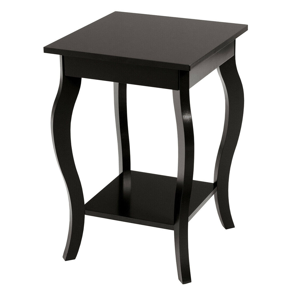 Set of 2 Side Table End Table Night Stand with Shelf-Brown