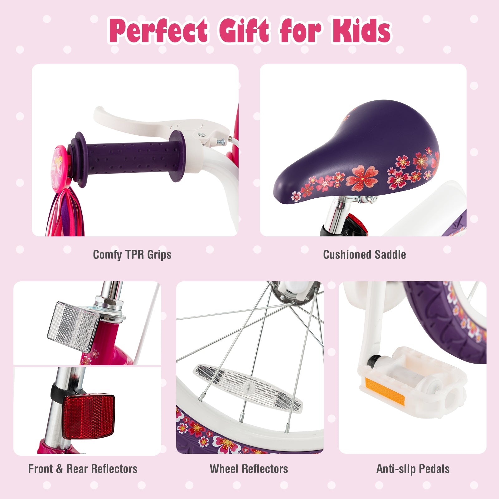 16 Inch Kids Bike with Doll Seat and Removable Training Wheels-16 inches