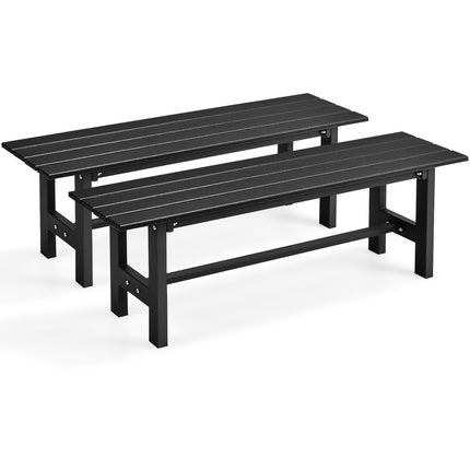47 Inch Outdoor Chair with Slatted Seat Plastic Coated Iron Frame-Black