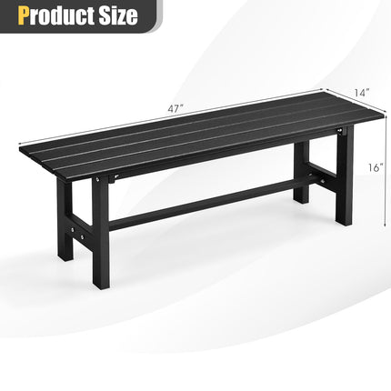 47 Inch Outdoor Chair with Slatted Seat Plastic Coated Iron Frame-Black