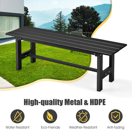 47 Inch Outdoor Chair with Slatted Seat Plastic Coated Iron Frame-Black