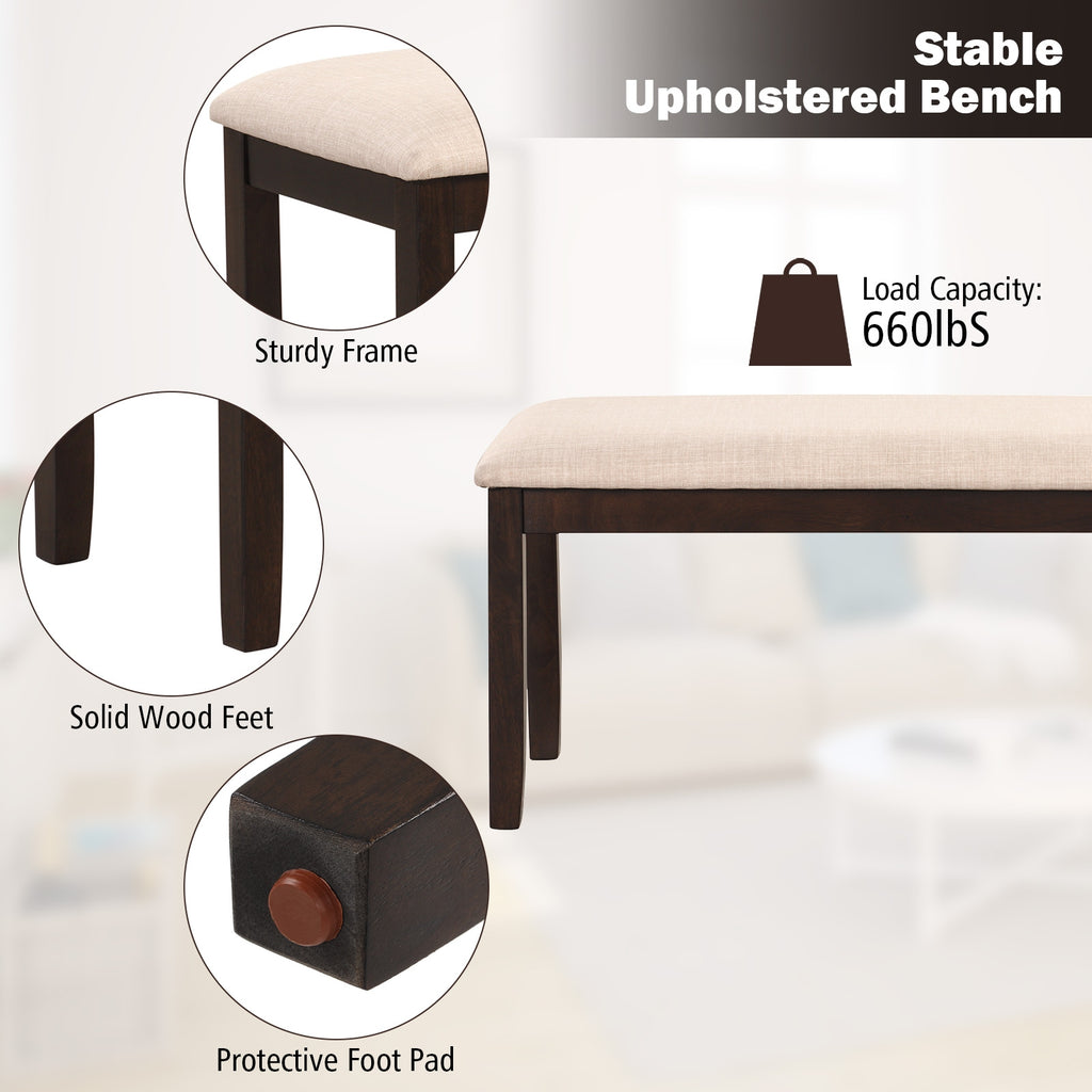 Upholstered Ottoman Bench with Padded Cushion-Beige