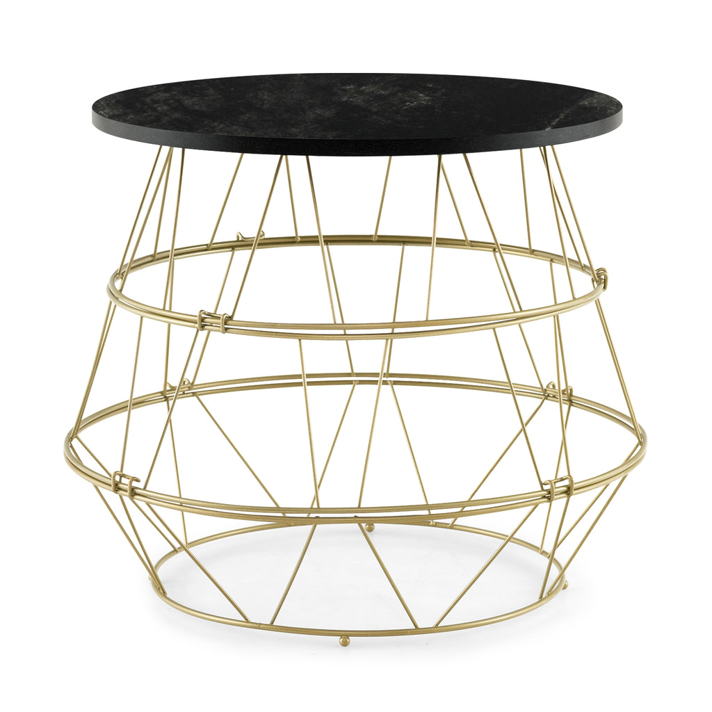 Round Metal Frame End Table with Removable Top-Golden