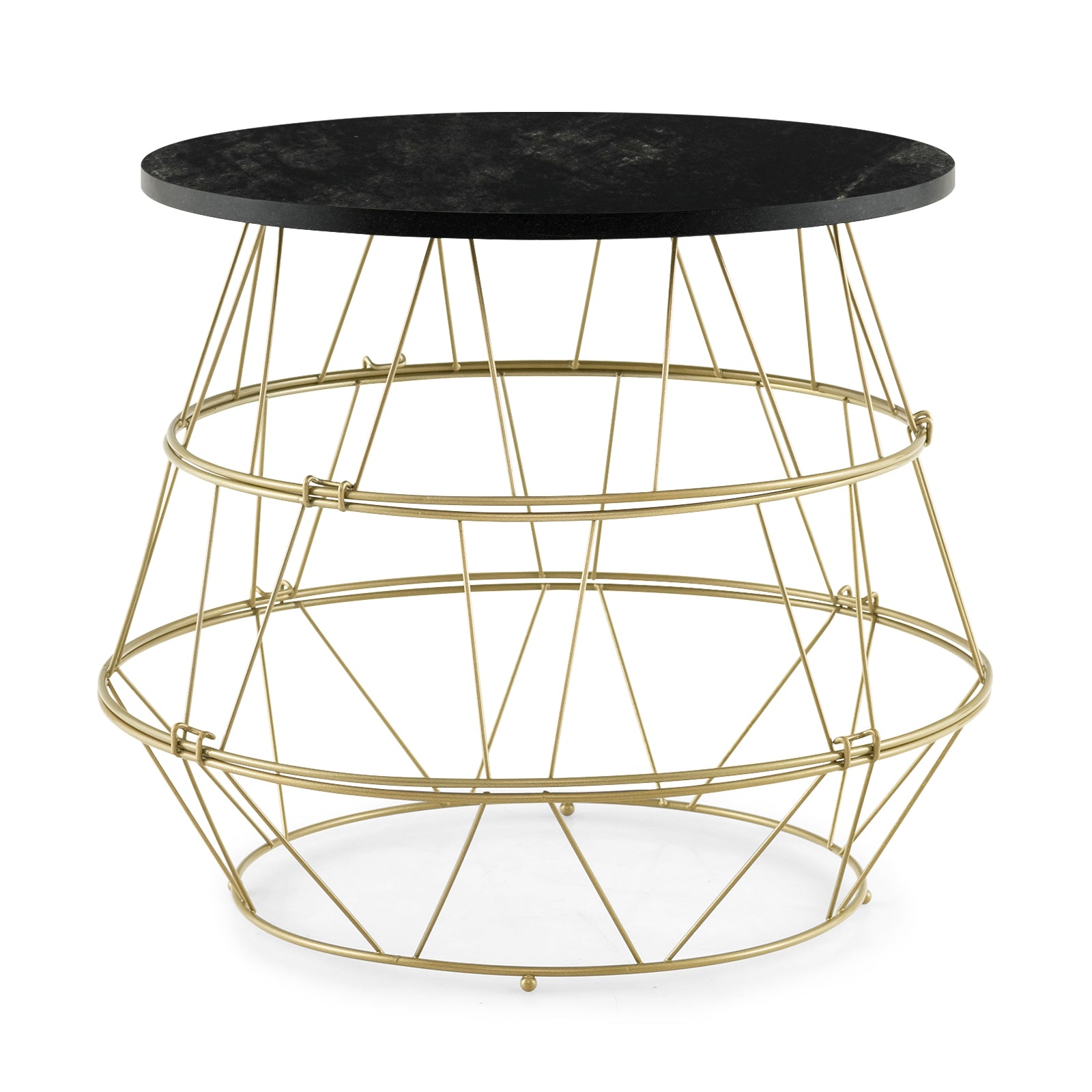 Round Metal Frame End Table with Removable Top-Golden
