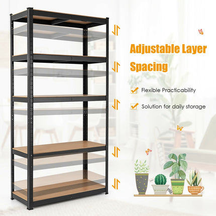 Adjust 30 x60 Inch 5 Level Garage Tool Shelf Storage-Black