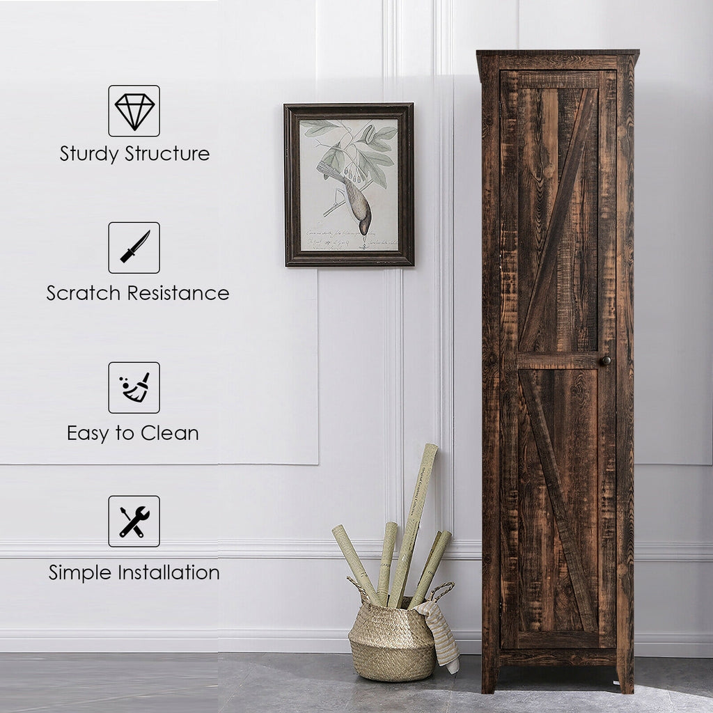 Linen Tower Bathroom Storage Cabinet Tall Slim Side Organizer with Shelf-Walnut