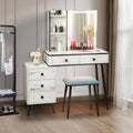 Vanity Makeup Table Set with Lighted Mirror-White
