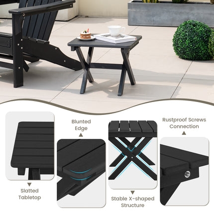 Outdoor Folding Side Table Foldable Weather-Resistant HDPE Adirondack Table-Black