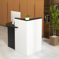 Front Reception Office Desk with Adjustable Shelf and Lockable Drawer-Black & White