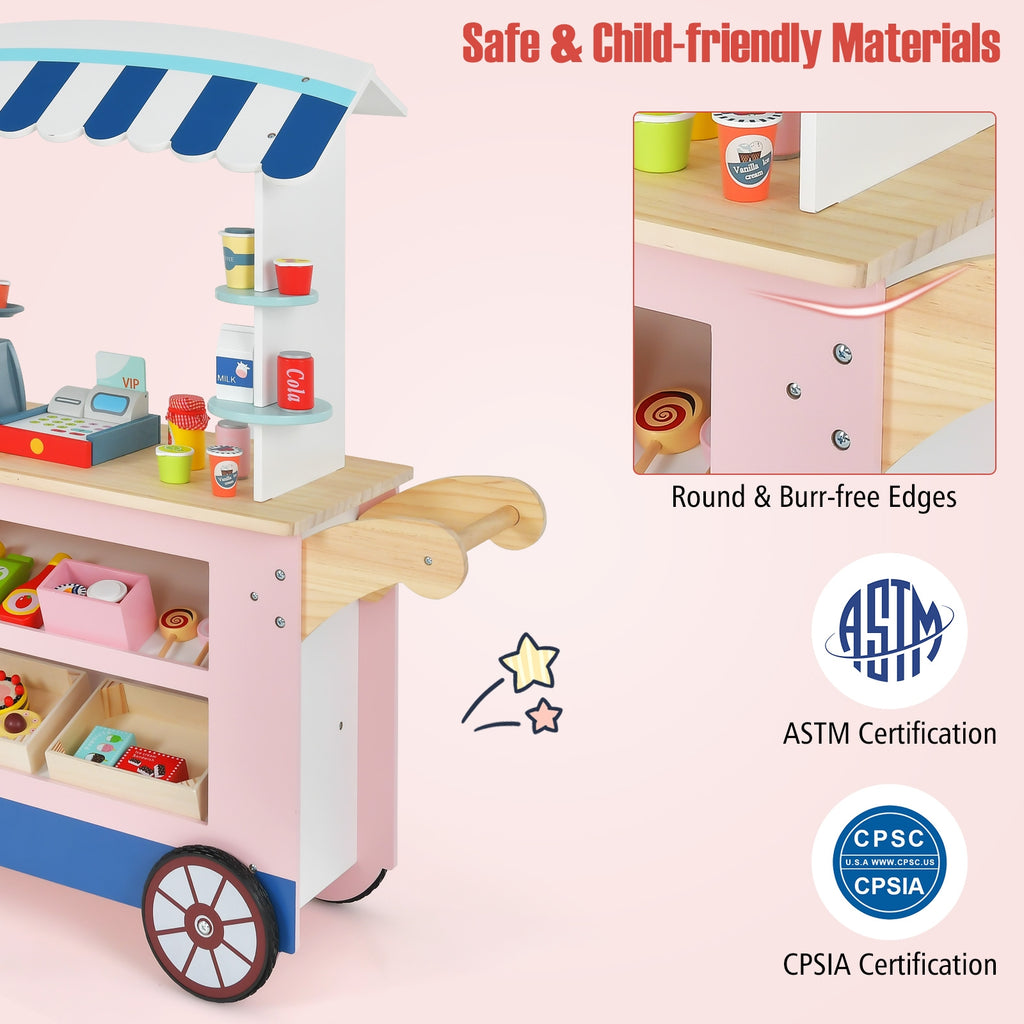 Toy Cart Play Set with POS Machine and Lovely Scale-Multicolor