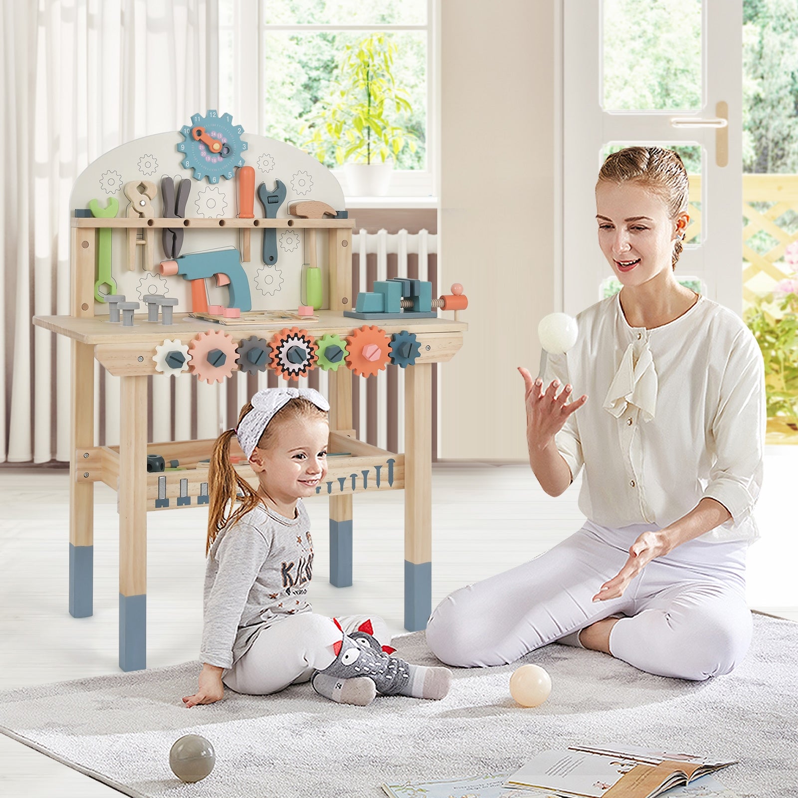 Kids Play Tool Workbench with Realistic Accessories