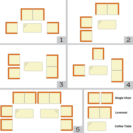 4 Pieces Comfortable Outdoor Rattan Sofa Set with Glass Coffee Table-Beige and Gray
