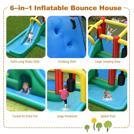 Inflatable Water Slide with Splash Pool Water Park and 680W Blower