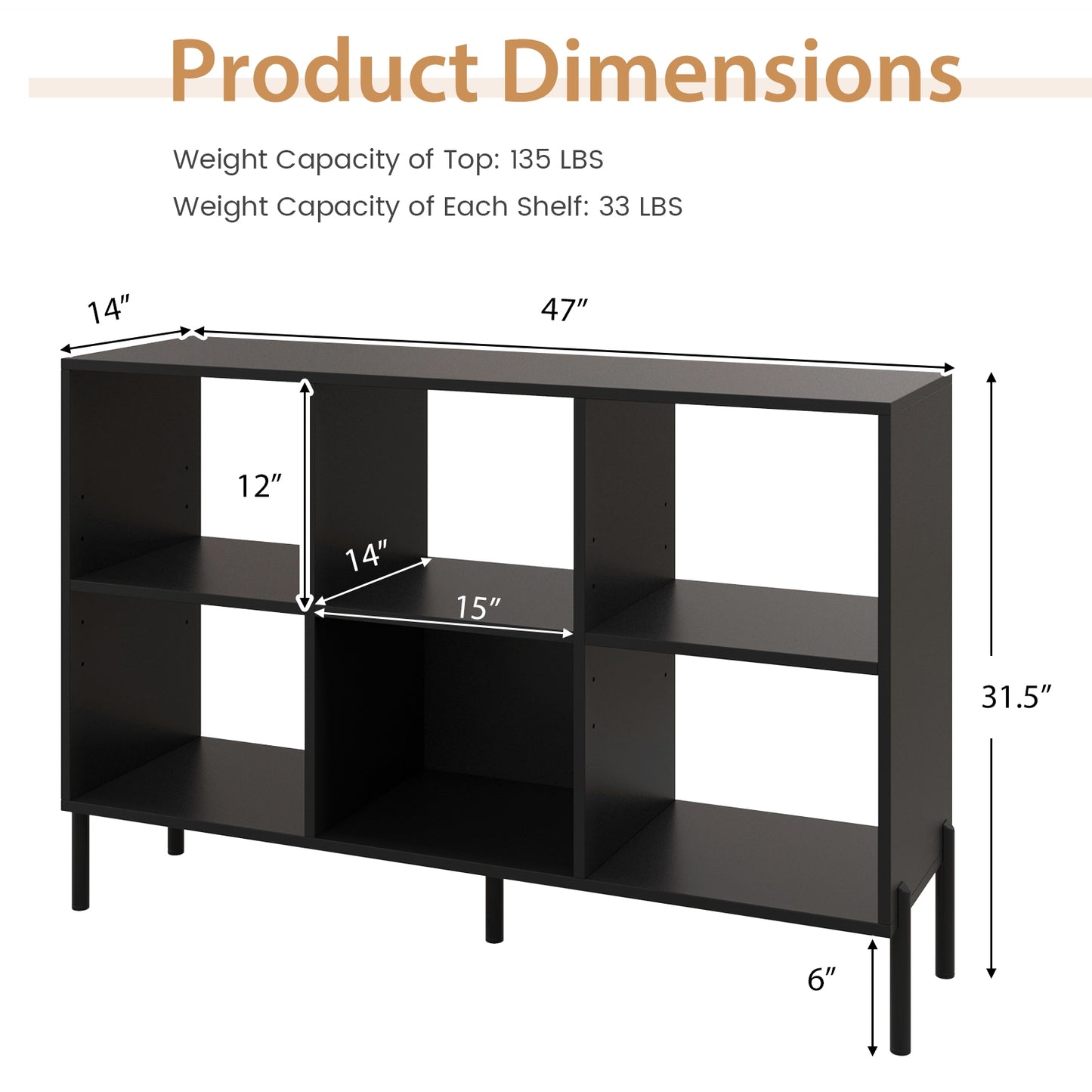 Open-Back Bookshelf with Drawer for Study-Black
