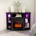 Fireplace Corner TV Stand with LED Lights and Smart APP Control for 50 Inches TV-Black
