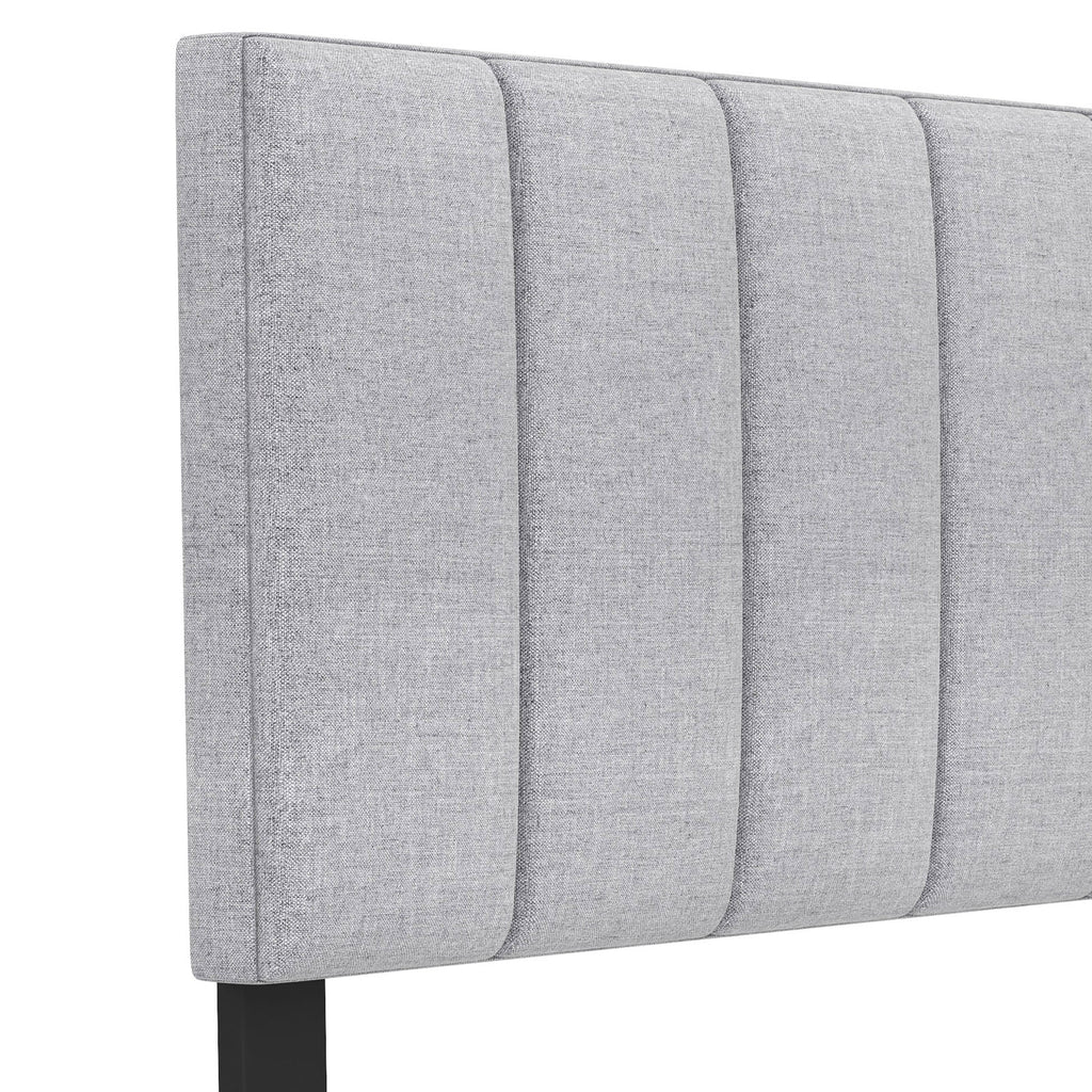 Linen Upholstered Headboard with Solid Wood Legs and Adjustable Width-Gray