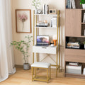 Ladder Vanity Desk Set with Flip Top Mirror and Cushioned Stool-Golden