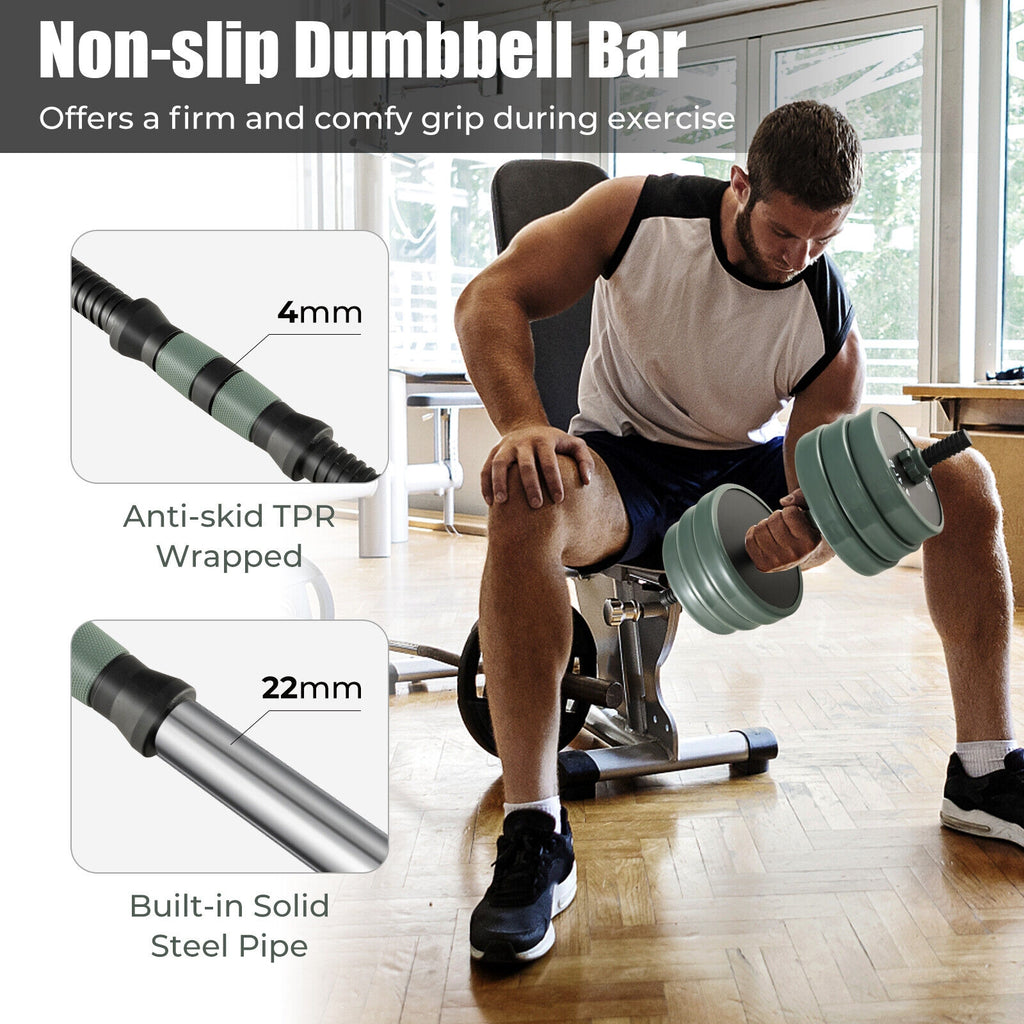Adjustable Weight Dumbbell Set with Connector-Black & Gray