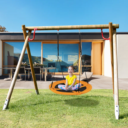40 Inches Saucer Tree Swing Round with Adjustable Ropes and Carabiners-Yellow