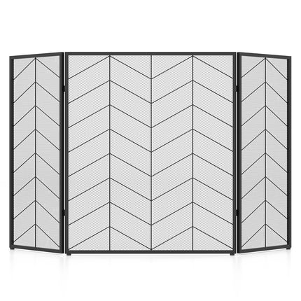 52 x 31 Inch Fireplace Screen with Chevron Herringbone Pattern