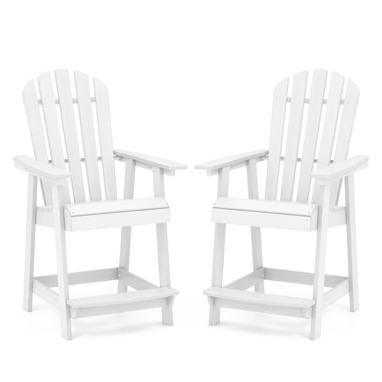 HDPE Patio Chair with Armrest and Footrest for Indoor Outdoor-White