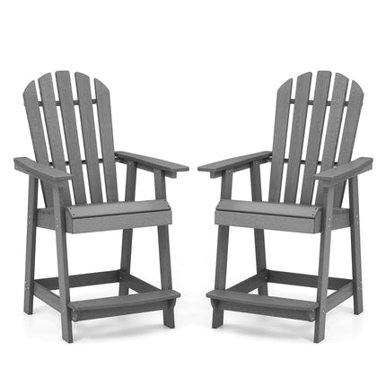 HDPE Patio Chair with Armrest and Footrest for Indoor Outdoor-Gray