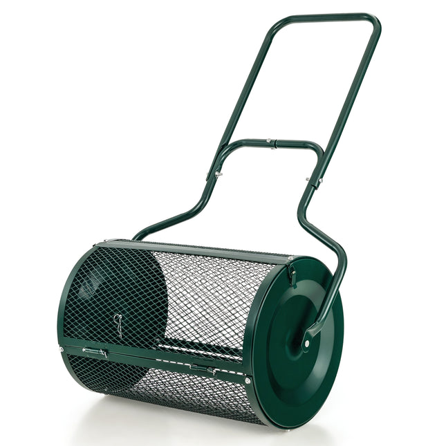 24-Inch Peat Moss Spreader with Upgrade Side Latches and U-shape Handle-Green