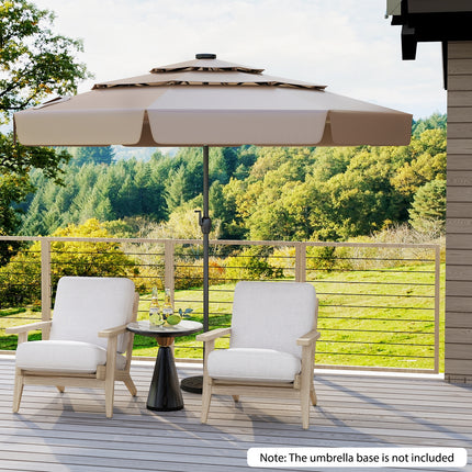10 Feet Solar Patio Umbrella with 3-Tier Vented Top-Taupe