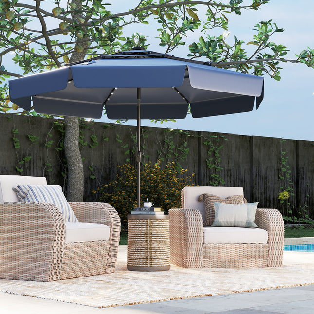 10 Feet Solar Patio Umbrella with 3-Tier Vented Top-Navy