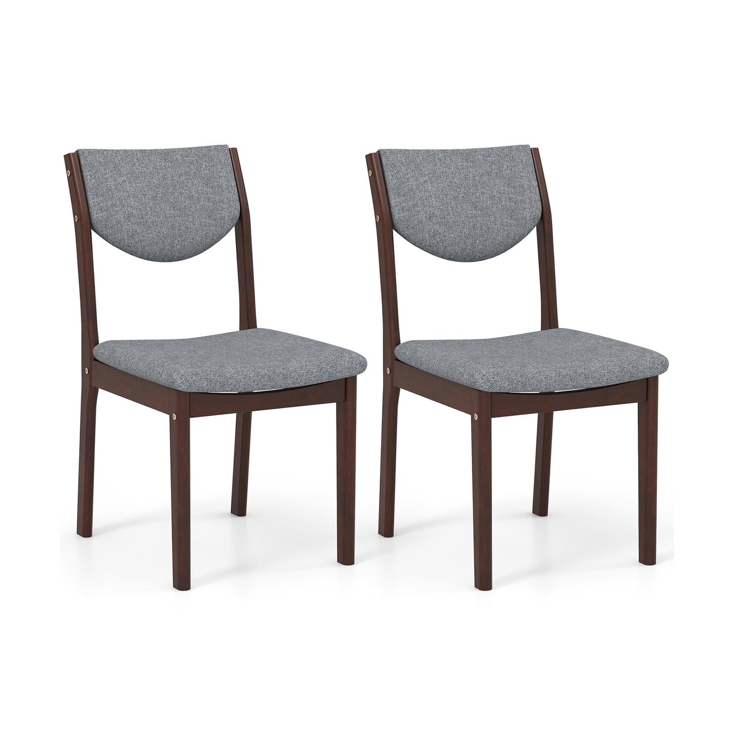 Set of 2 Wood Kitchen Chairs with Faux Leather Upholstered SeatGray