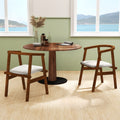 Set of 2 Solid Rubber Wood Dining Room Chairs with Wrap-around Armrest-Walnut