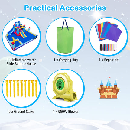 Rocket Theme Inflatable Water Slide Park with 950W Blower