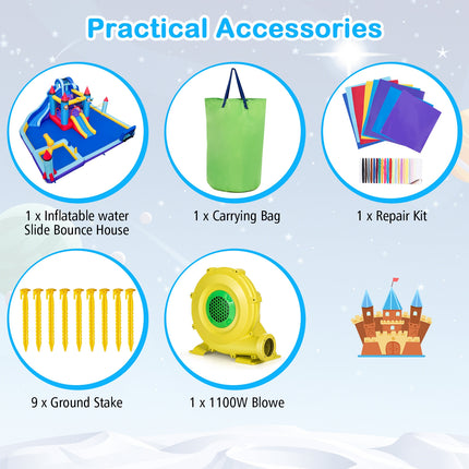 Rocket Theme Inflatable Water Slide Park with 1100W Blower
