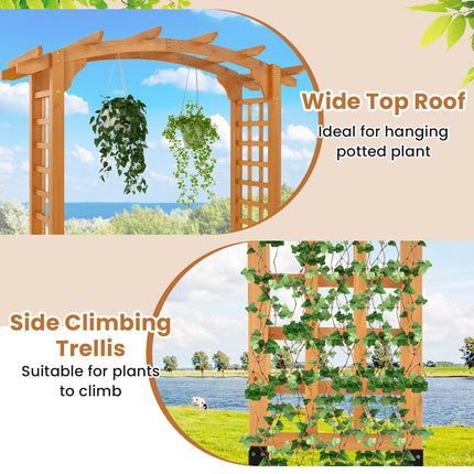 7/7.5 Feet Garden Arch Wooden Arbor Outdoor Wood Trellis for Climbing Plants-7.5 FT