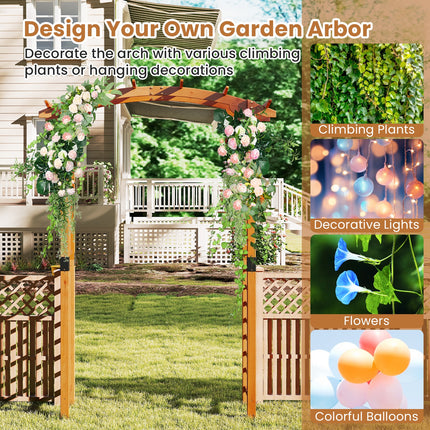 7/7.5 Feet Garden Arch Wooden Arbor Outdoor Wood Trellis for Climbing Plants-7.5 FT