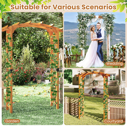 7/7.5 Feet Garden Arch Wooden Arbor Outdoor Wood Trellis for Climbing Plants-7.5 FT