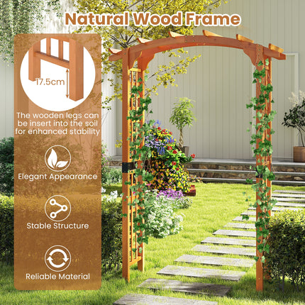 7/7.5 Feet Garden Arch Wooden Arbor Outdoor Wood Trellis for Climbing Plants-7.5 FT