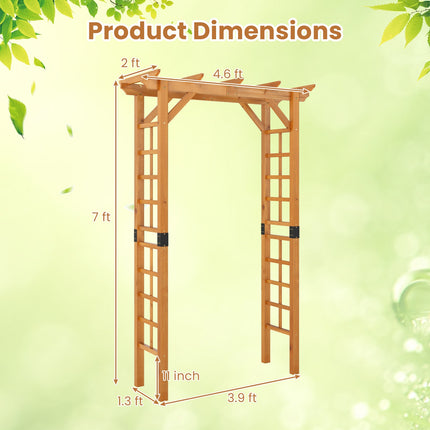 7/7.5 Feet Garden Arch Wooden Arbor Outdoor Wood Trellis for Climbing Plants-7 FT