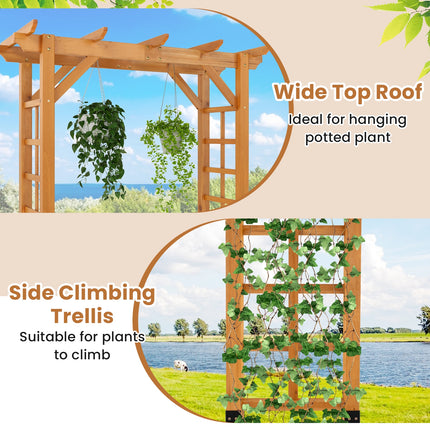 7/7.5 Feet Garden Arch Wooden Arbor Outdoor Wood Trellis for Climbing Plants-7 FT