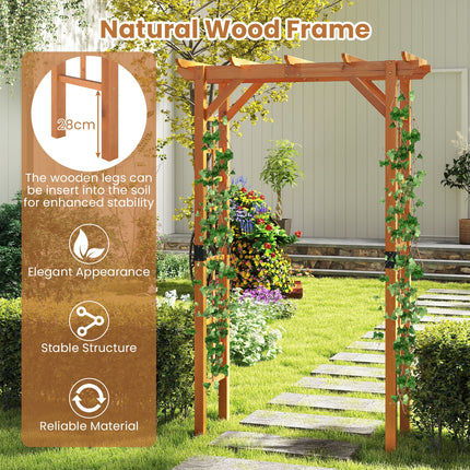 7/7.5 Feet Garden Arch Wooden Arbor Outdoor Wood Trellis for Climbing Plants-7 FT