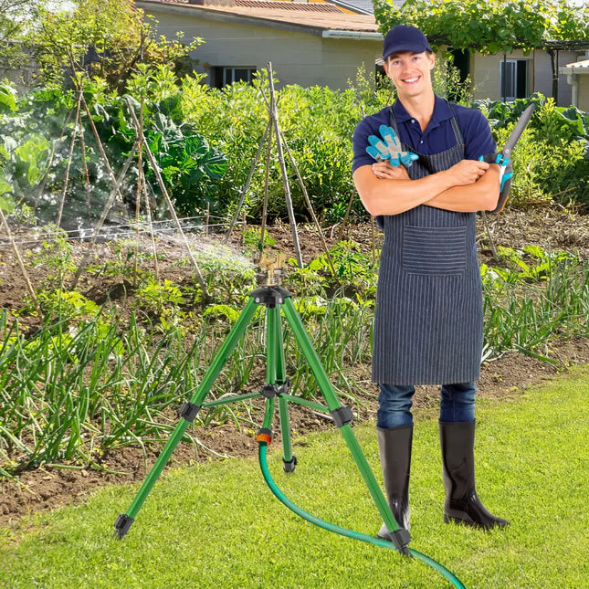 Impact Sprinkler on Tripod Base Set of 2 with 360 Degree Rotation-S - Green - Watering & Irrigation
