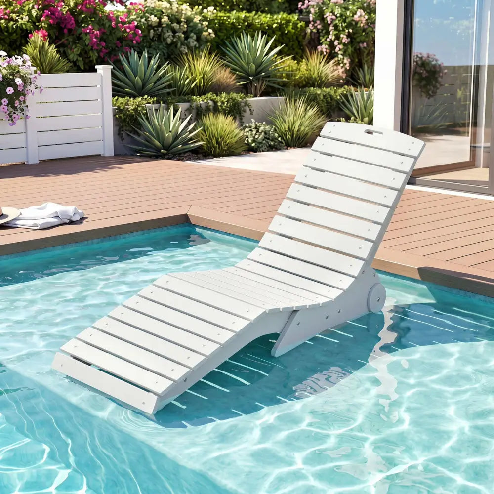 In-Pool Lounge Chair with Weighted Anti-Floating Design 450 LBS for Baja Shelf-White - White - Outdoor Chaise Lounges