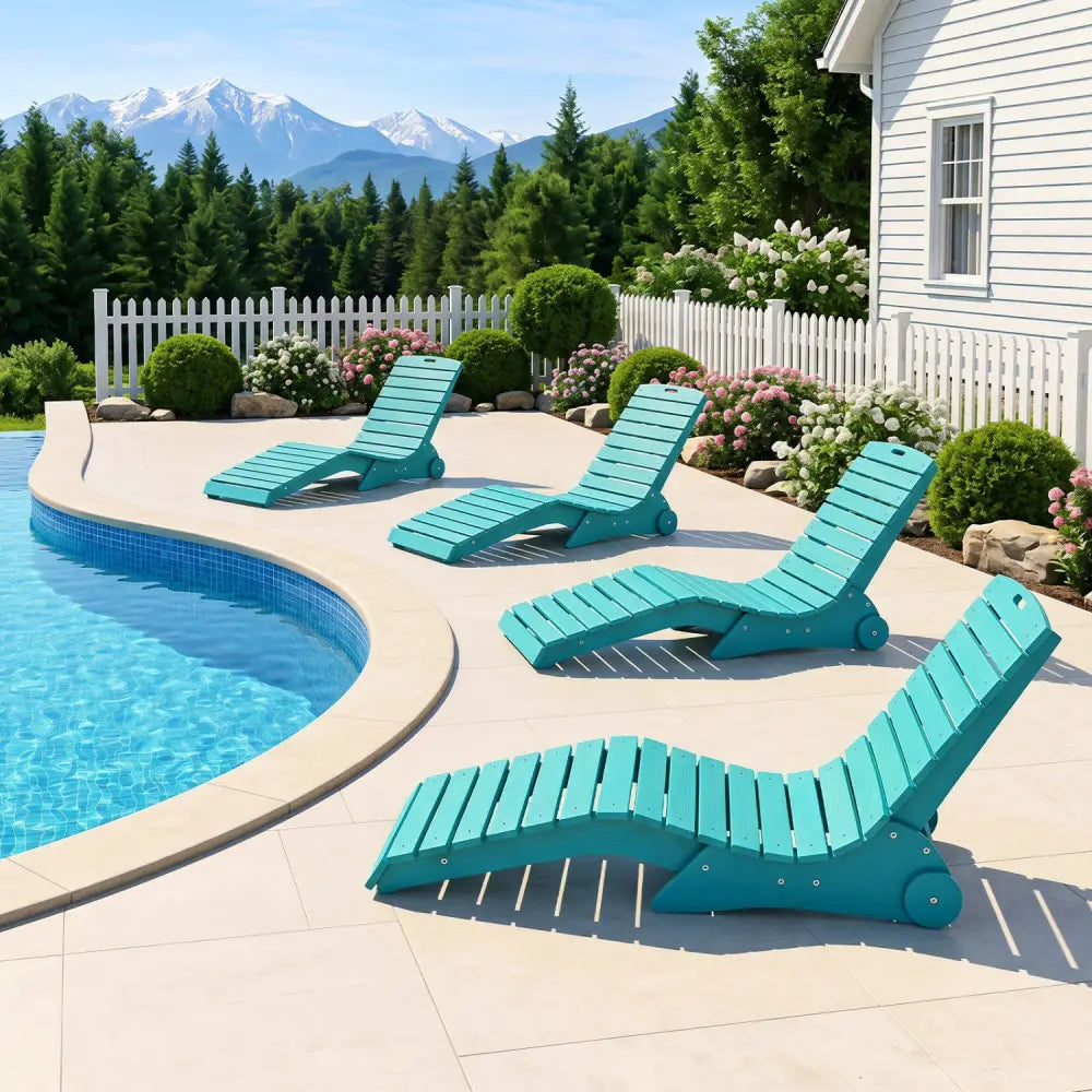 In-Pool Lounge Chair with Weighted Anti-Floating Design 450 LBS for Baja Shelf-Turquoise - Turquoise - Outdoor Chaise