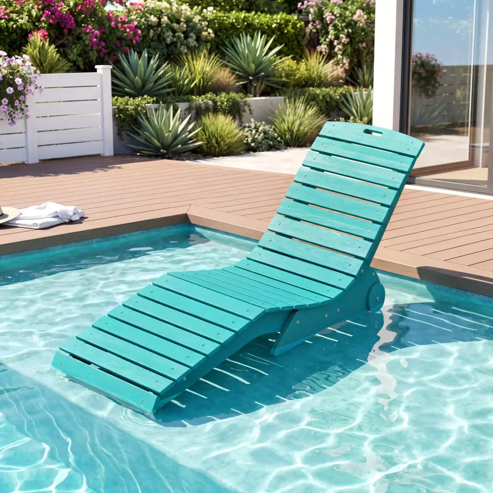 In-Pool Lounge Chair with Weighted Anti-Floating Design 450 LBS for Baja Shelf-Turquoise - Turquoise - Outdoor Chaise
