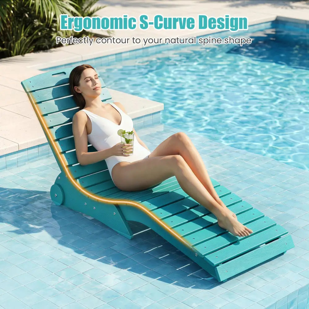 In-Pool Lounge Chair with Weighted Anti-Floating Design 450 LBS for Baja Shelf-Turquoise - Turquoise - Outdoor Chaise