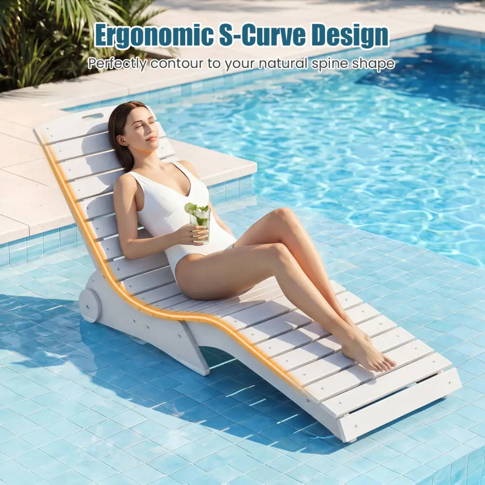 In-Pool Lounge Chair with Weighted Anti-Floating Design 450 LBS for Baja Shelf-White - White - Outdoor Chaise Lounges