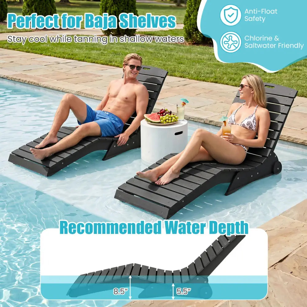 In-Pool Lounge Chair with Weighted Anti-Floating Design 450 LBS for Baja Shelf-Dark Gray - Dark Gray - Outdoor Chaise